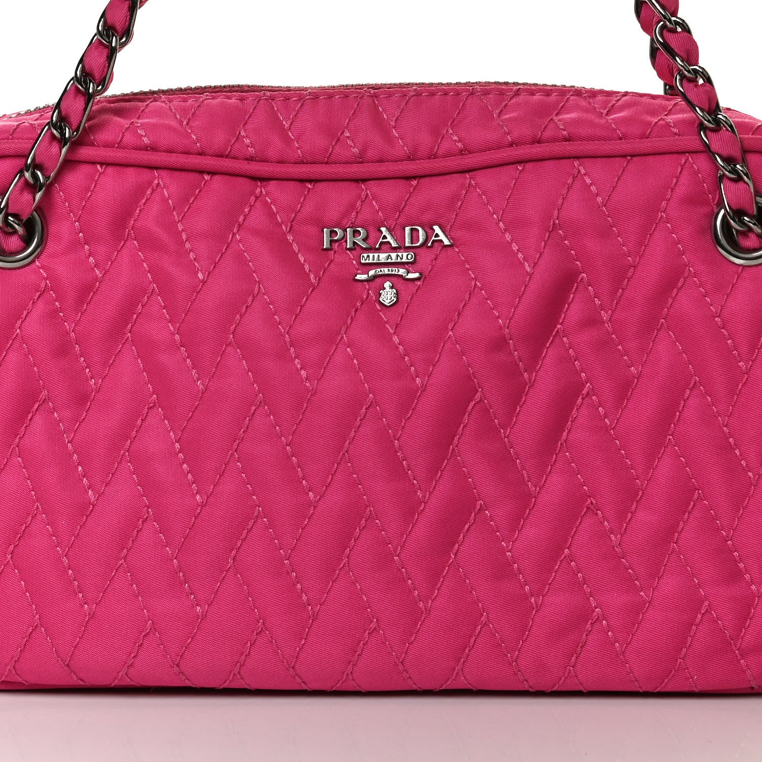 Prada Nylon Tessuto Impuntu Quilted Shoulder Bag Fuxia 9 of 13