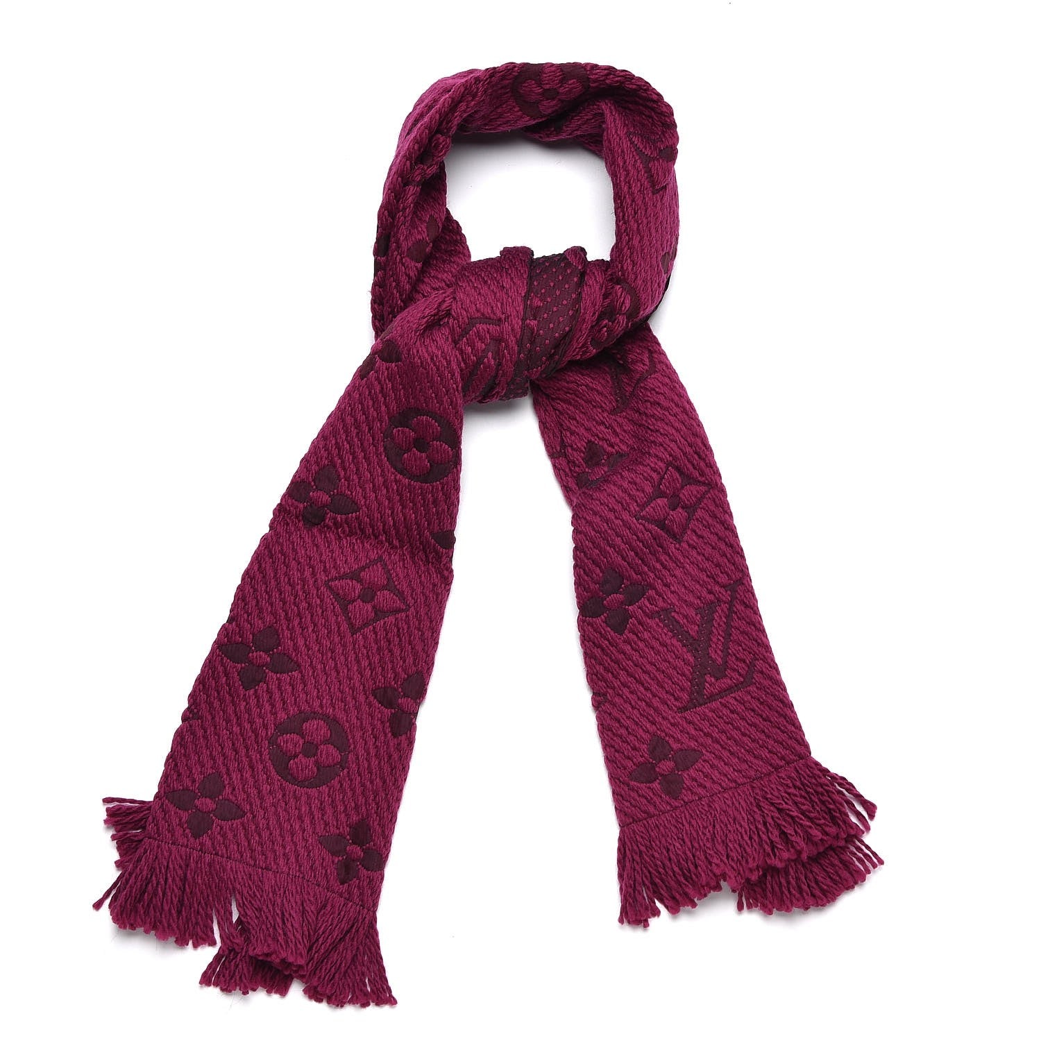 Louis Vuitton Wool Silk Logomania Scarf Cherry 1 of 4