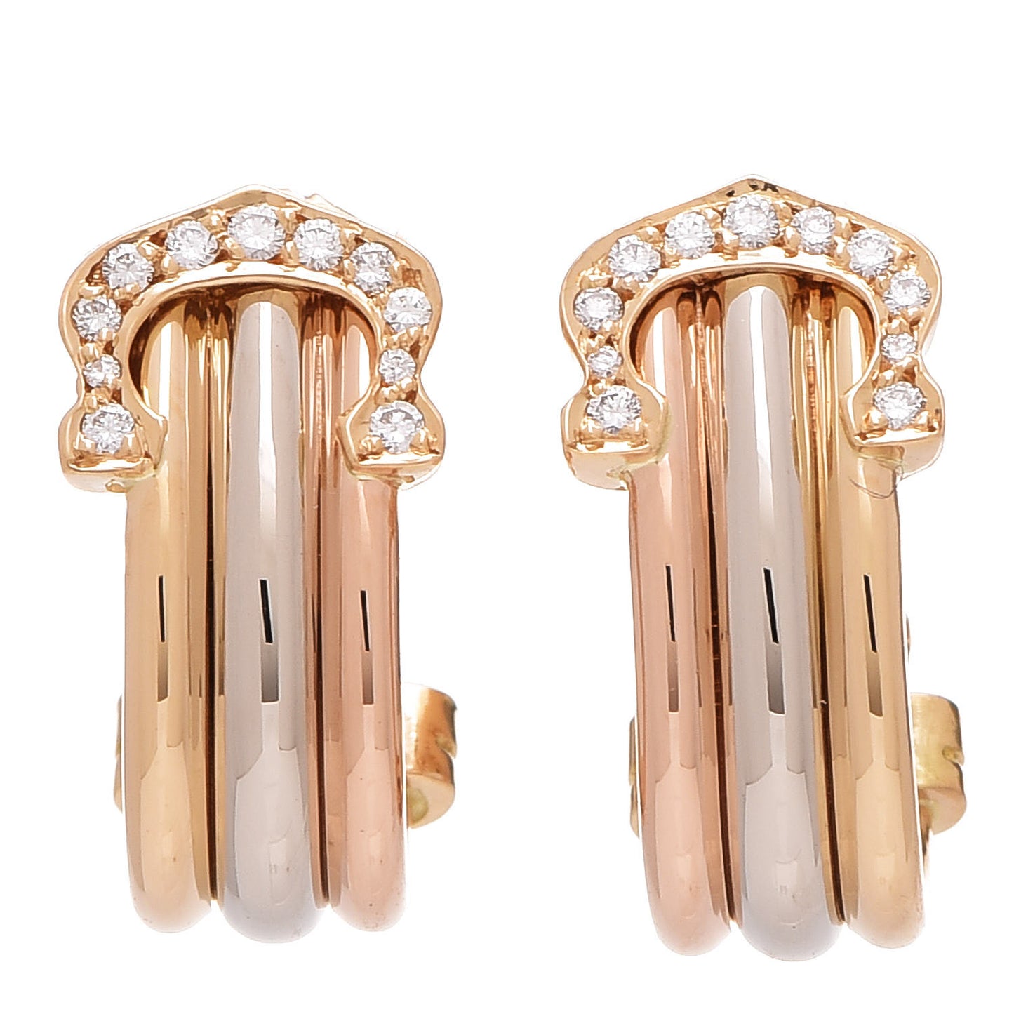 18K Yellow White Pink Gold Diamond C De Earrings