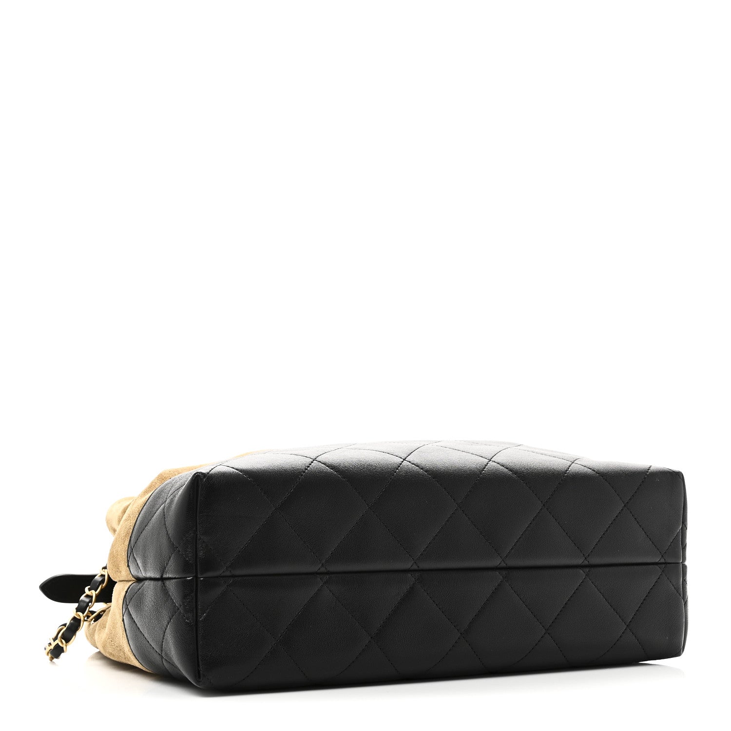 Chanel Suede Calfskin Shiny Lambskin Quilted Small Coco Base Shopping Bag Beige Black 4 of 10