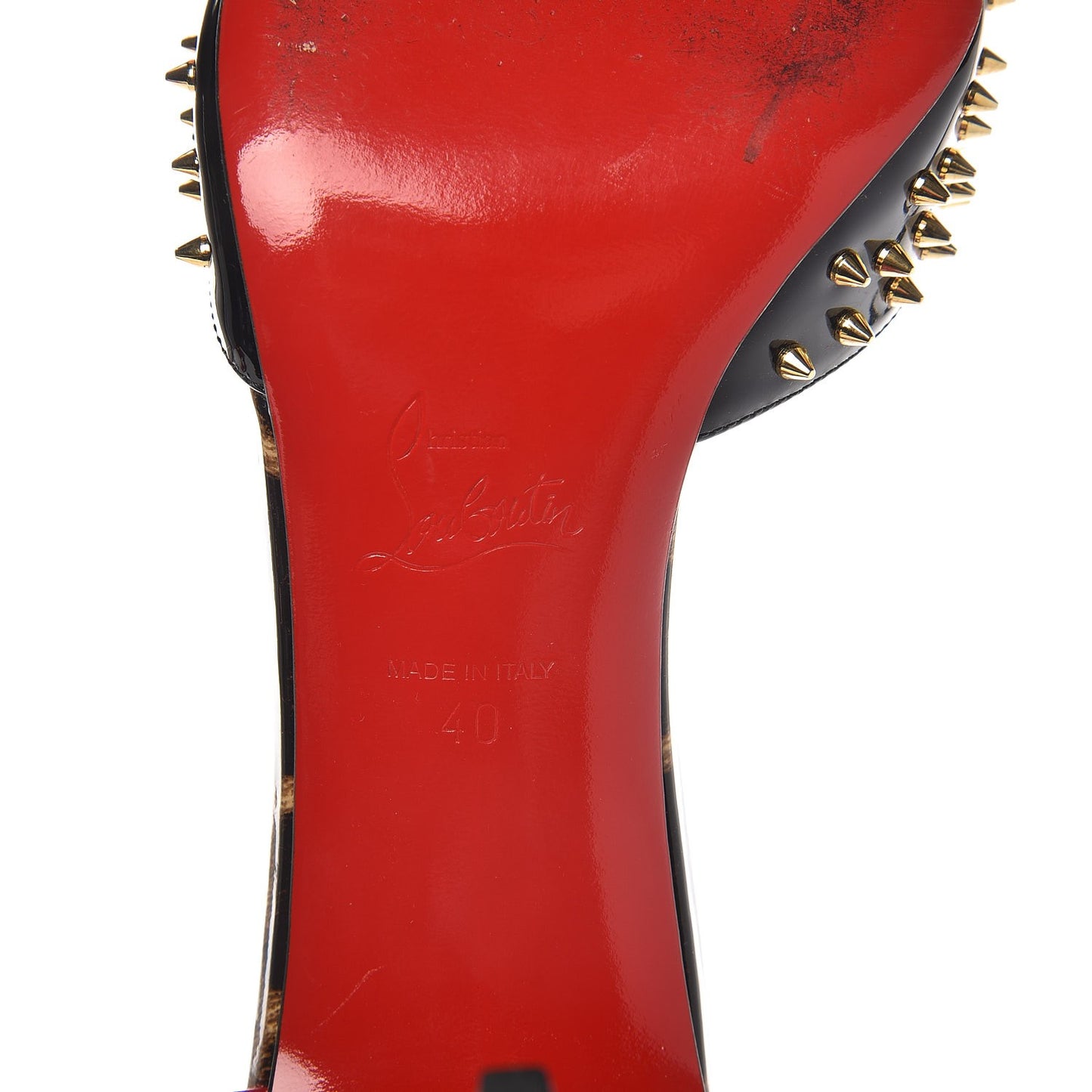 Patent Leopard Printed Baila Spike 100 Pumps 40 Black