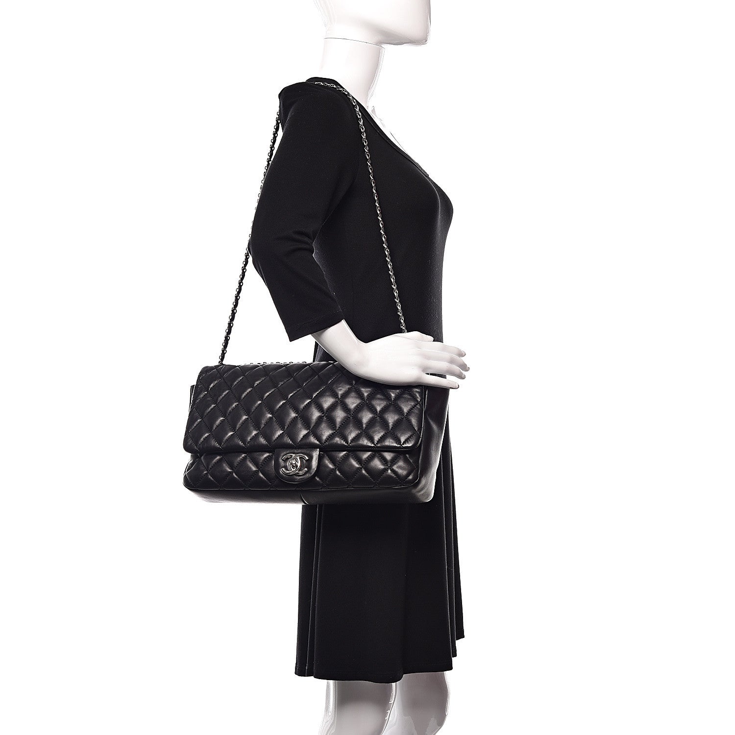 Chanel Lambskin Quilted Jumbo Coco Rain Flap Black 2 of 9