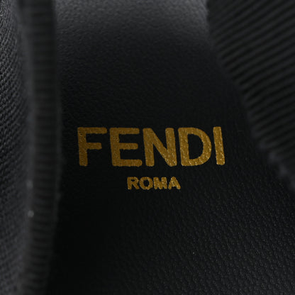 Fendi Canvas FF Embroidered Roma Ankle Wrap Wedge Espadrilles 36 Black 8 of 11
