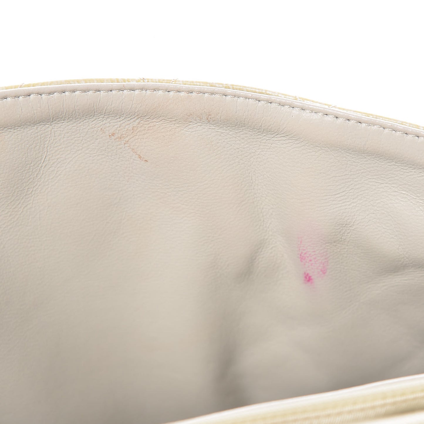 Crinkled Patent Quilted Jumbo Single Flap Light Beige