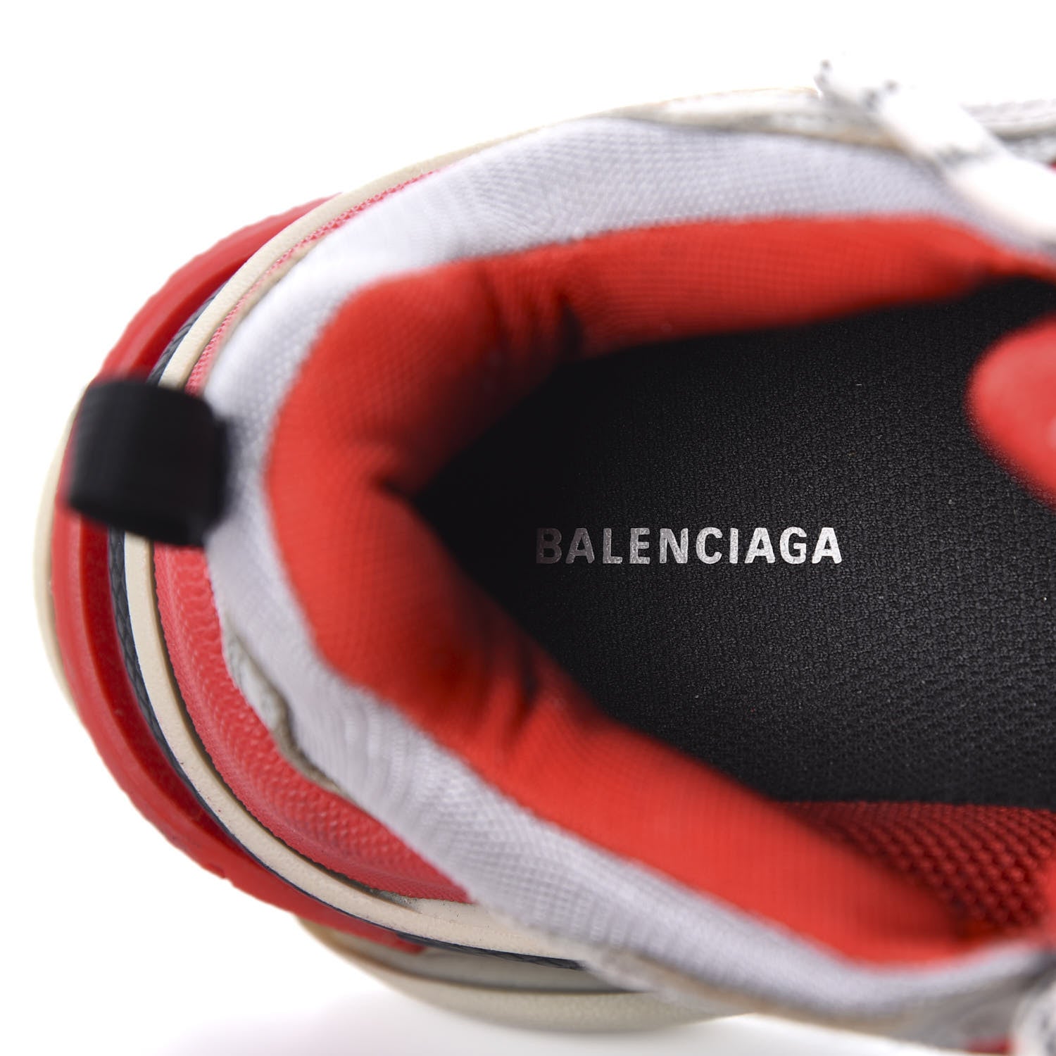 Balenciaga Fabric Mesh Womens Triple S Sneakers 38 Red Grey White 7 of 9