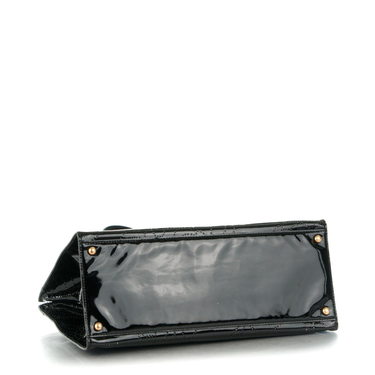 Patent Perforated Camellia Tote Black