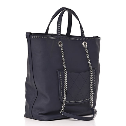 Chanel Grained Calfskin Large Coco Eyelets Shopping Tote Navy 4 of 11