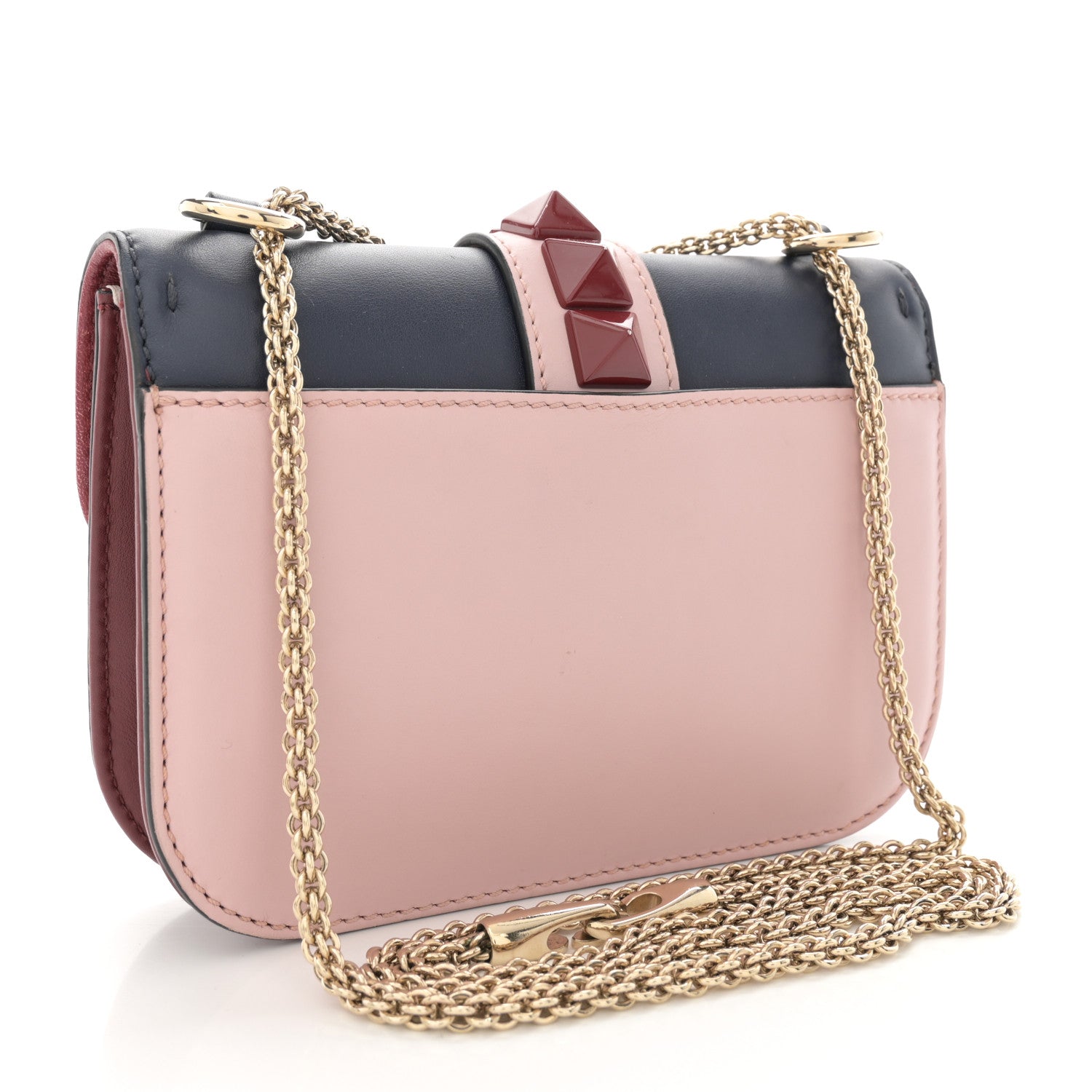 Valentino Garavani Vitello Small Glam Lock Rockstud Flap Light Ivory Water Rose Marine Rubin 3 of 14