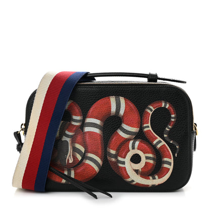 Gucci Grained Calfskin Sylvie Web Kingsnake Small Camera Bag Black Multicolor 1 of 13