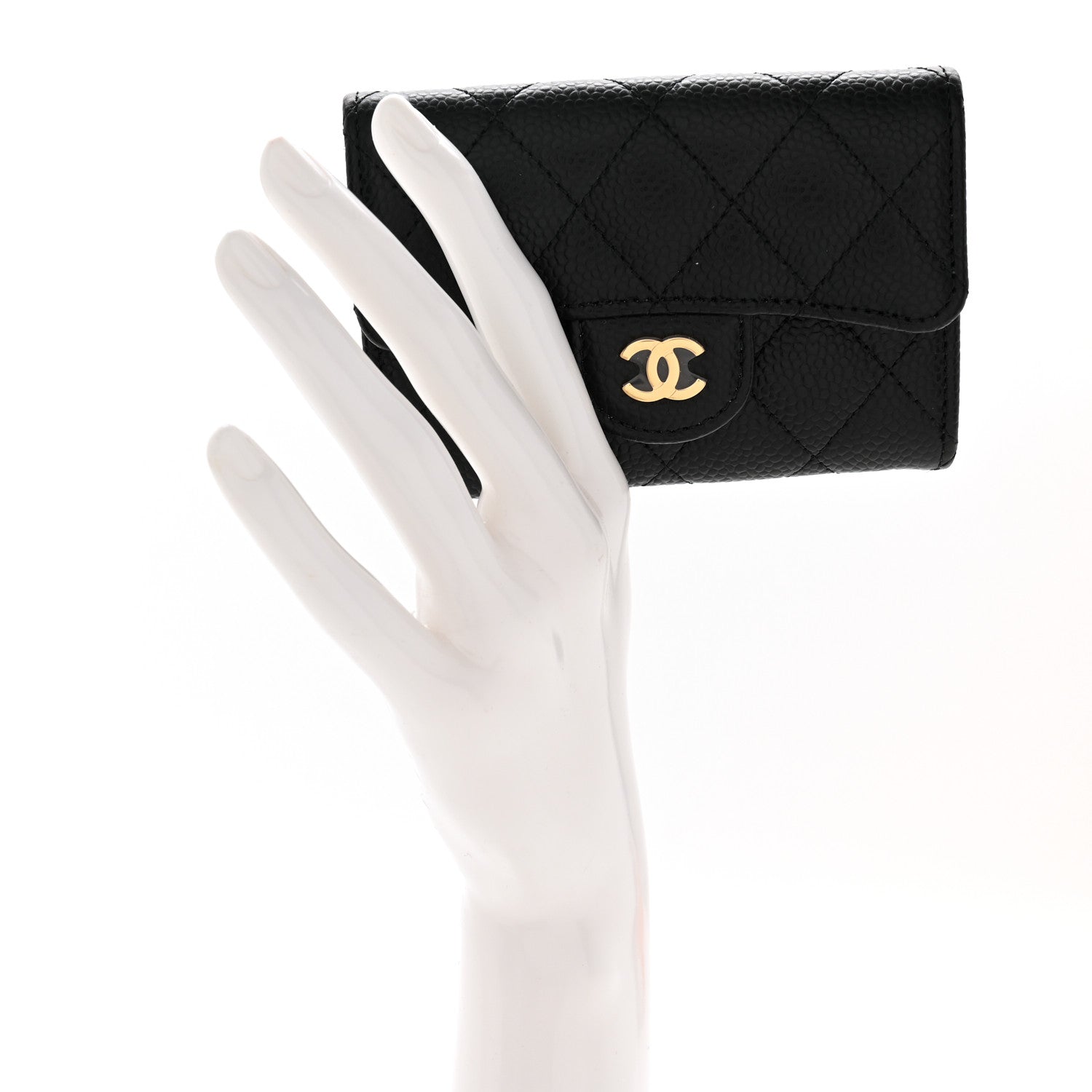 Chanel Caviar Quilted Flap Card Holder Wallet Black 2 of 8