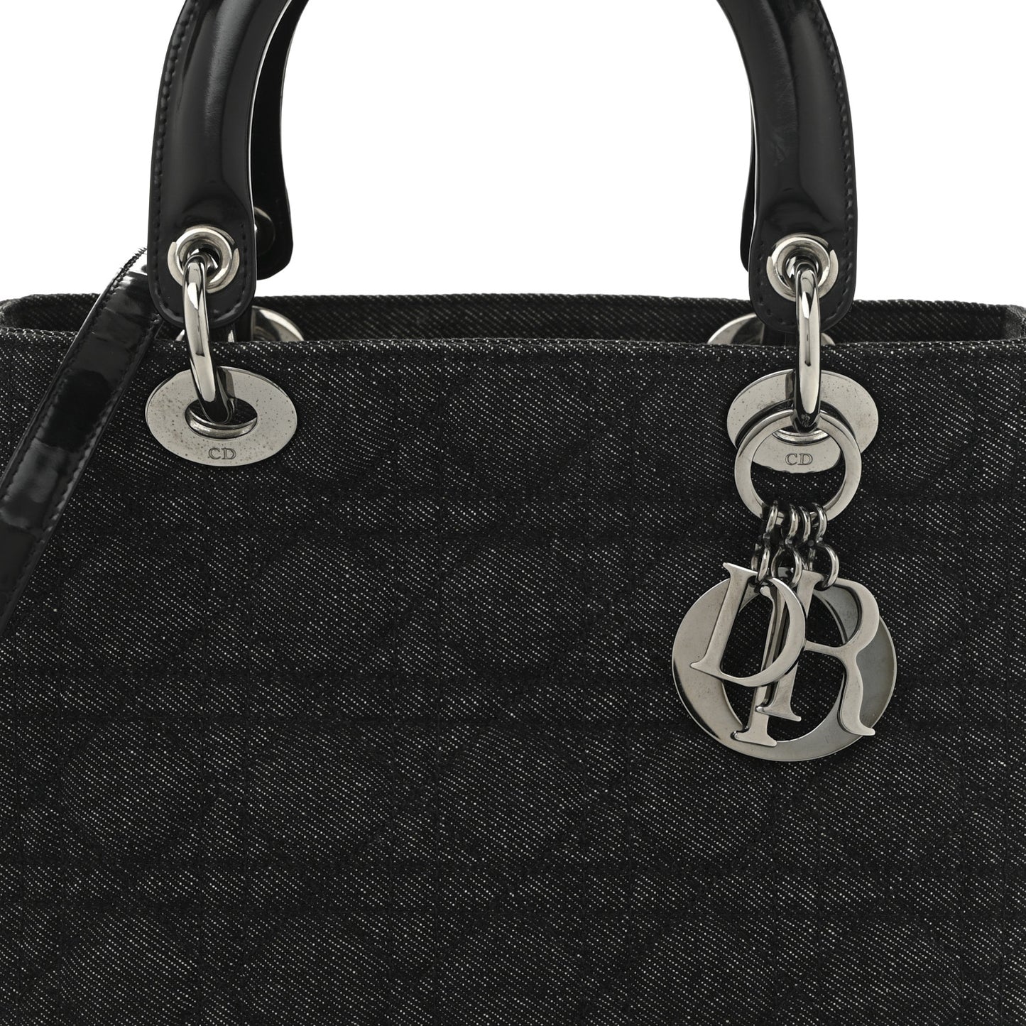 Denim Cannage Medium Lady Dior Black