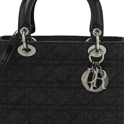Christian Dior Denim Cannage Medium Lady Dior Black 8 of 10