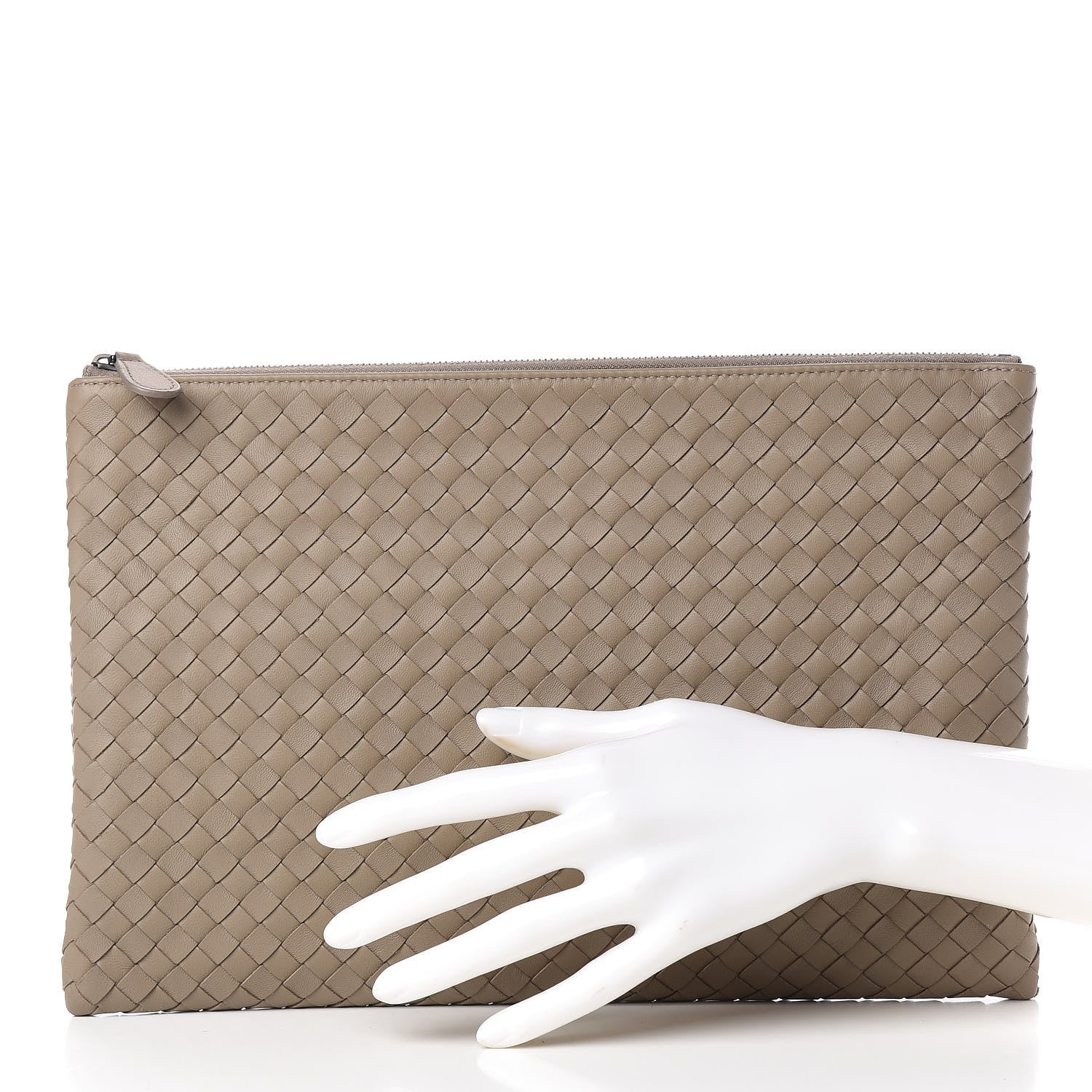 Bottega Veneta Nappa Intrecciato Large Flat Zip Biletto Pouch Mink 2 of 10