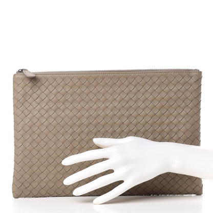 Bottega Veneta Nappa Intrecciato Large Flat Zip Biletto Pouch Mink 2 of 10