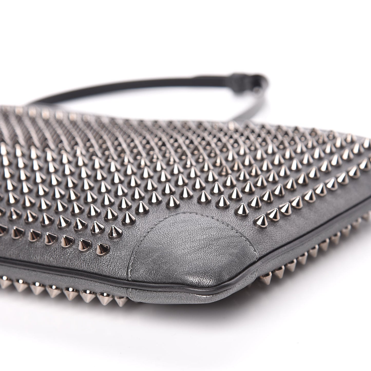 Calfskin Spikes Loubiposh Chain Clutch Anthracite Gun Metal