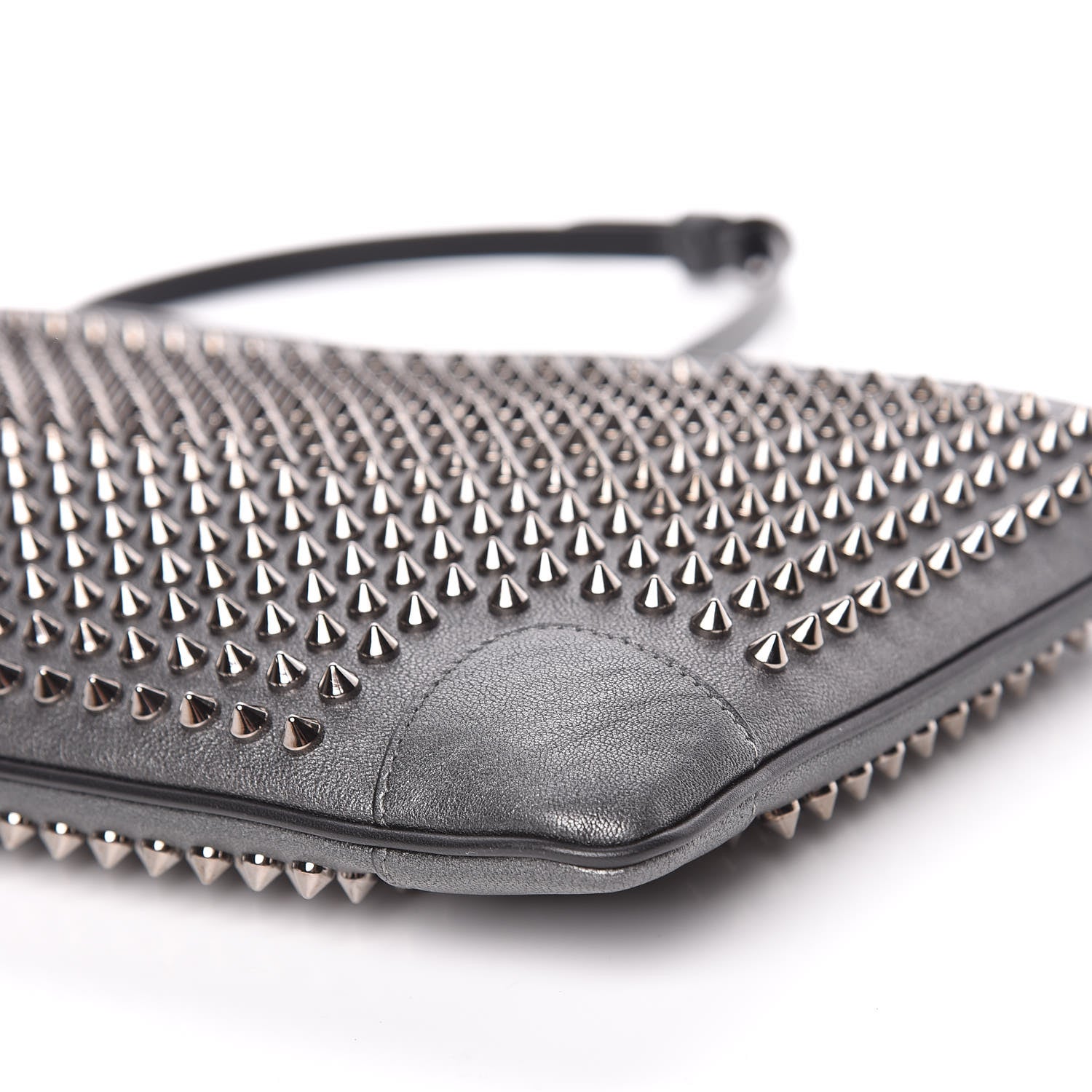 Christian Louboutin Calfskin Spikes Loubiposh Chain Clutch Anthracite Gun Metal 6 of 11