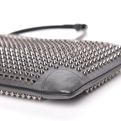 Christian Louboutin Calfskin Spikes Loubiposh Chain Clutch Anthracite Gun Metal 6 of 11