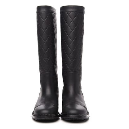 Chanel Calfskin Quilted Riding Boots 36.5 Black 2 of 9