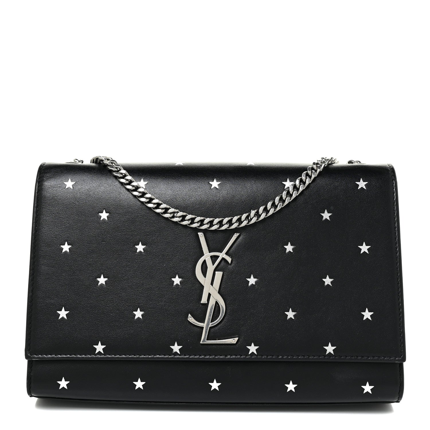 Saint Laurent Calfskin Star Print Medium Monogram Kate Satchel Black 1 of 18