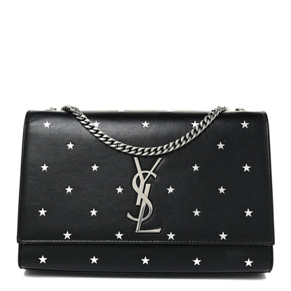 Saint Laurent Calfskin Star Print Medium Monogram Kate Satchel Black 1 of 18