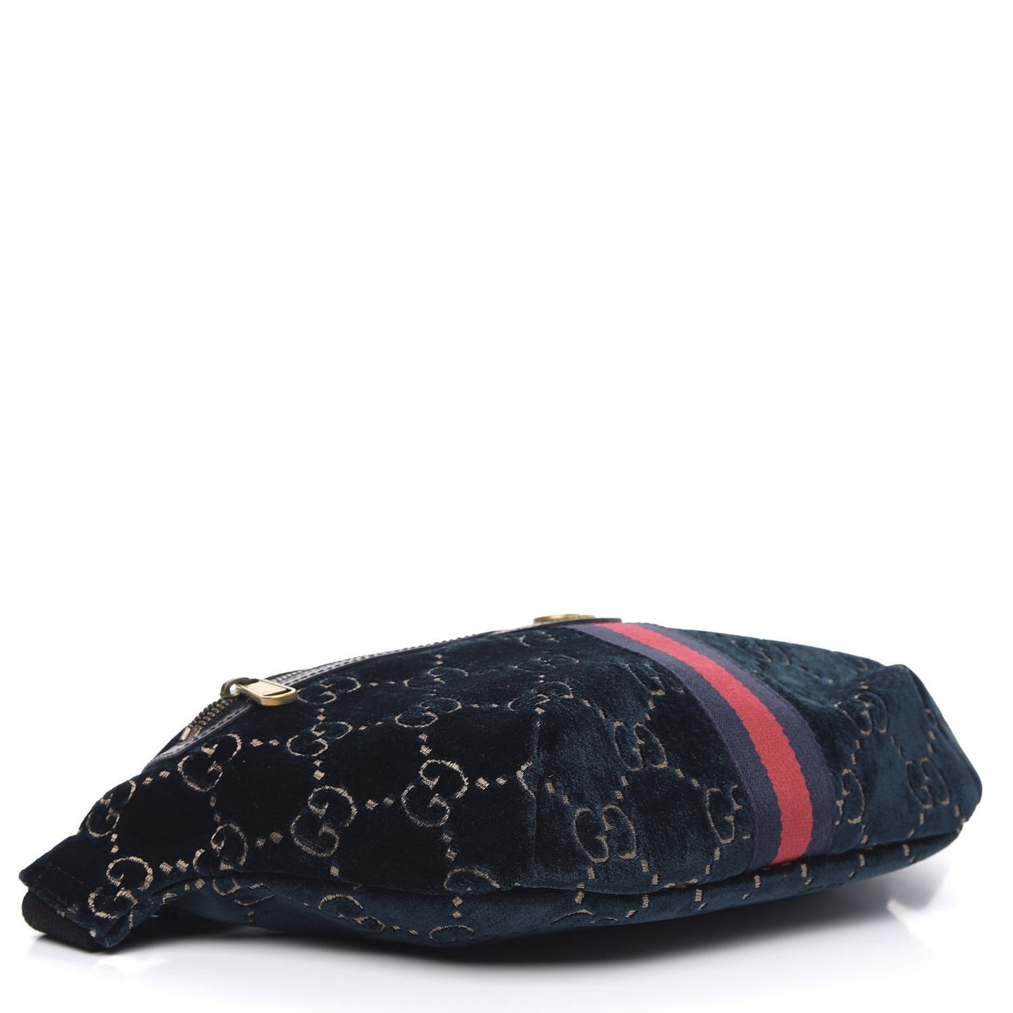 Velvet GG Monogram Web Belt Bag Blue Beige