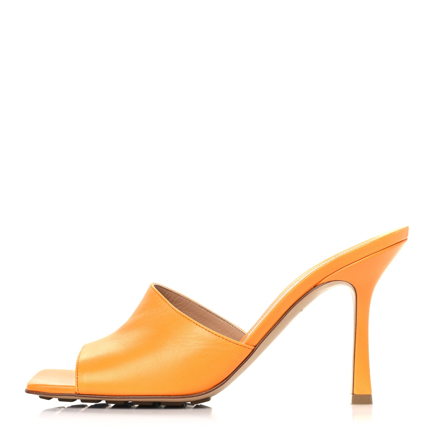 Bottega Veneta Lambskin Stretch 90mm Mule Sandals 39 Tangerine 1 of 8