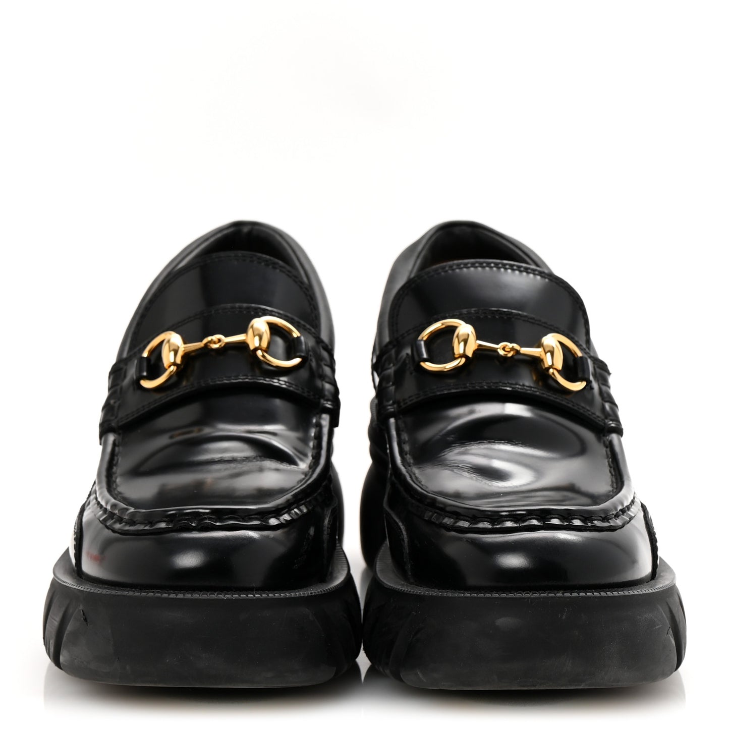 Magnum Calfskin Nappa Samoa Womens Horsebit Platform Chunky Lug Sole 40mm Loafers 39 Black