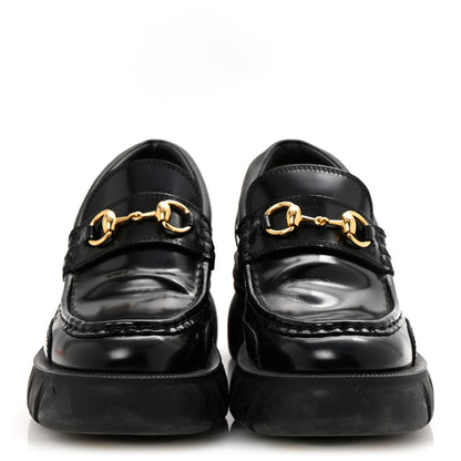 Gucci Magnum Calfskin Nappa Samoa Womens Horsebit Platform Chunky Lug Sole 40mm Loafers 39 Black 3 of 9