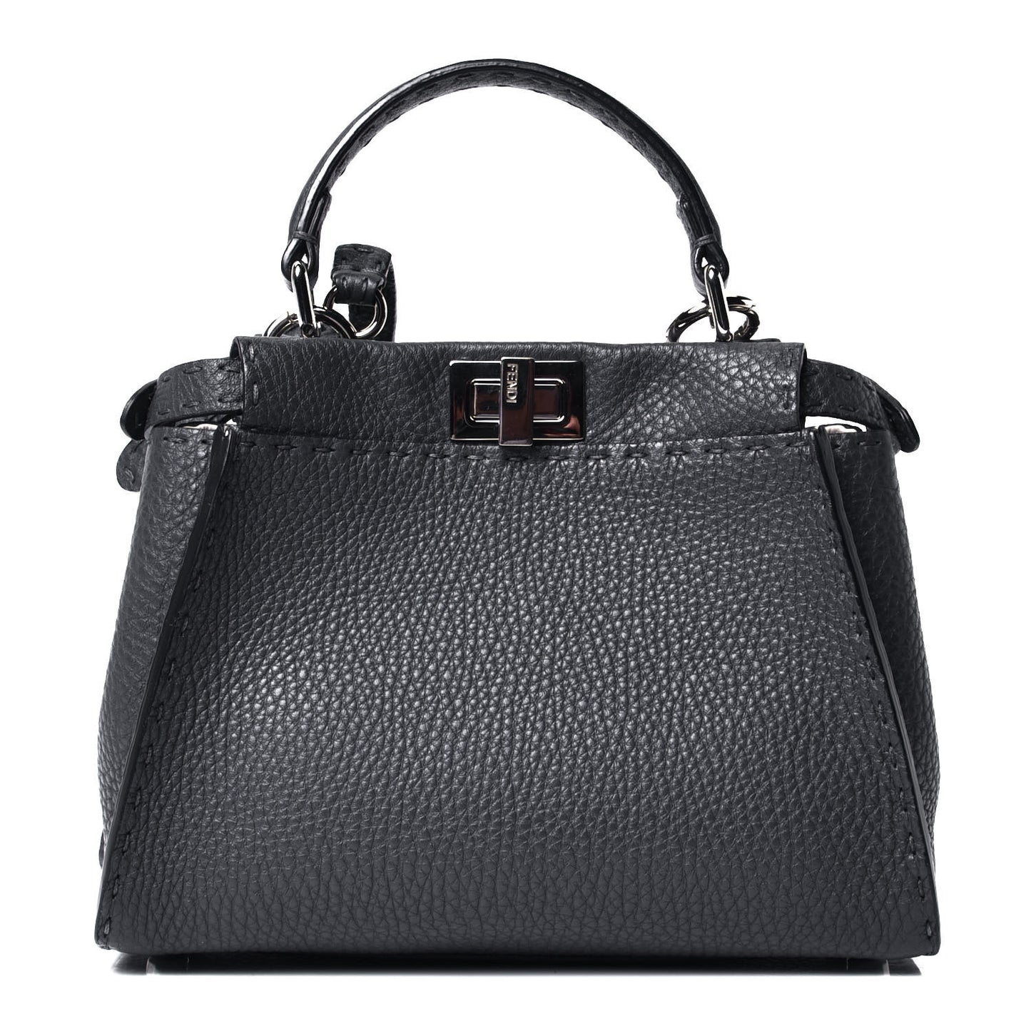 Cuoio Romano Selleria Bi-Color Mini Peekaboo Iconic Satchel Asfalto Latte