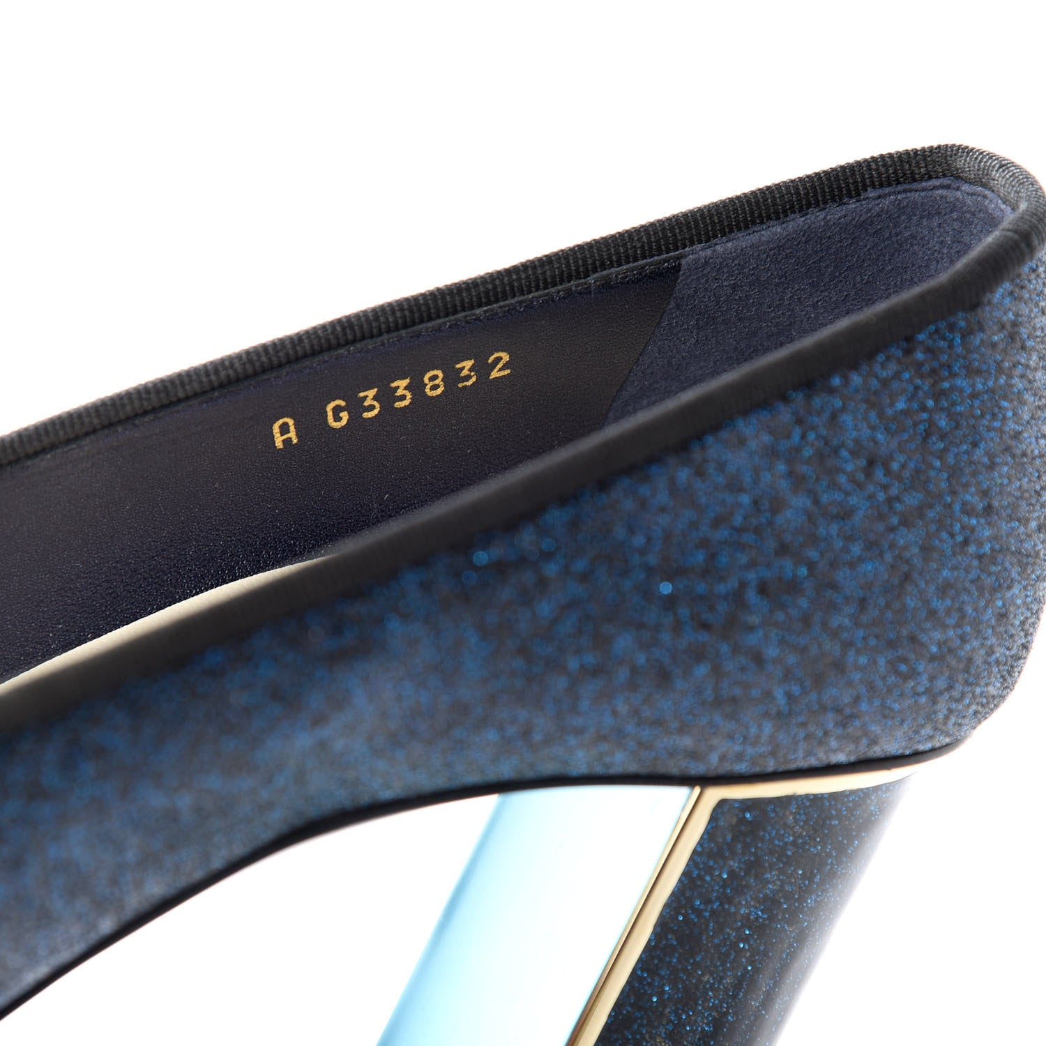 Chanel Glitter Grosgrain Cap Toe Logo Pumps 39 Blue 10 of 11