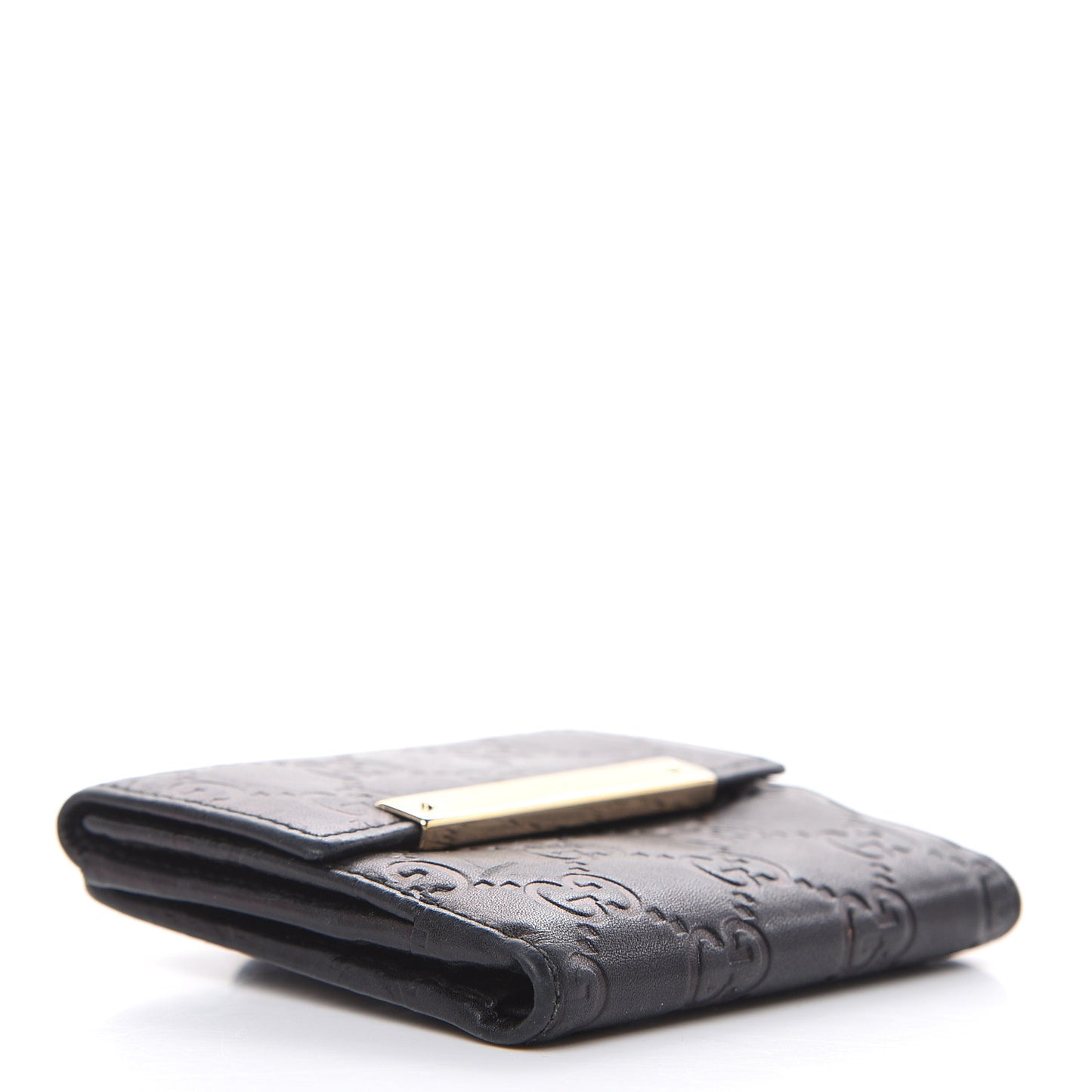 Guccissima Metal Bar French Flap Wallet Black