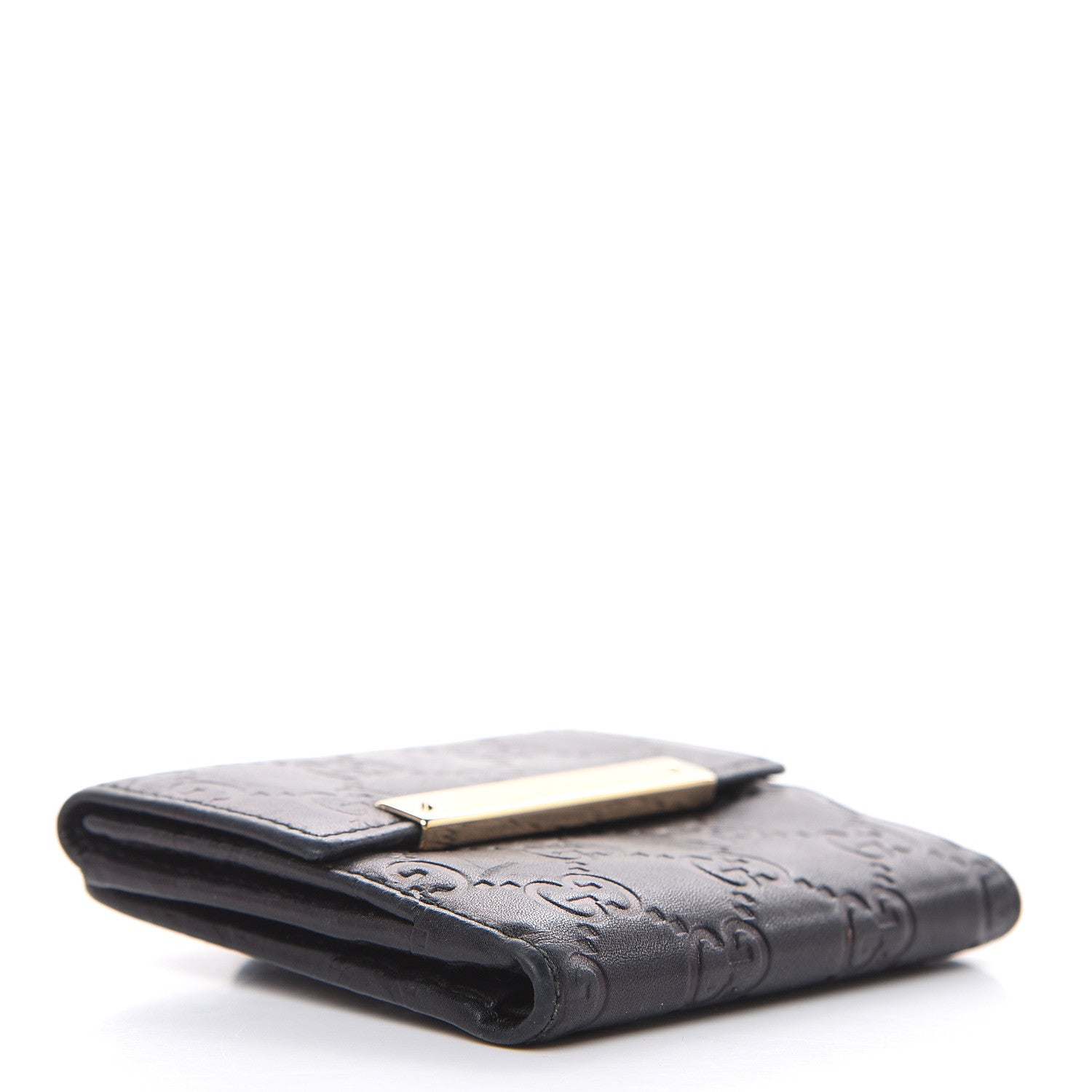 Gucci Guccissima Metal Bar French Flap Wallet Black 4 of 12