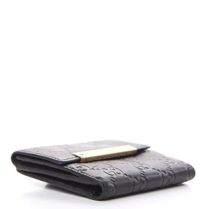 Gucci Guccissima Metal Bar French Flap Wallet Black 4 of 12