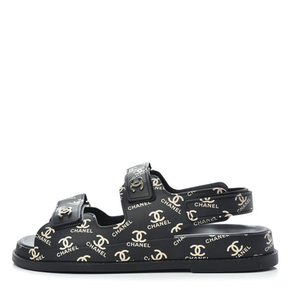 Chanel Rubber CC Dad Sandals 39 Black 1 of 8