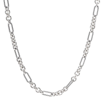 David Yurman Sterling Silver 18K Yellow Gold Figaro Chain Link Necklace 1 of 5