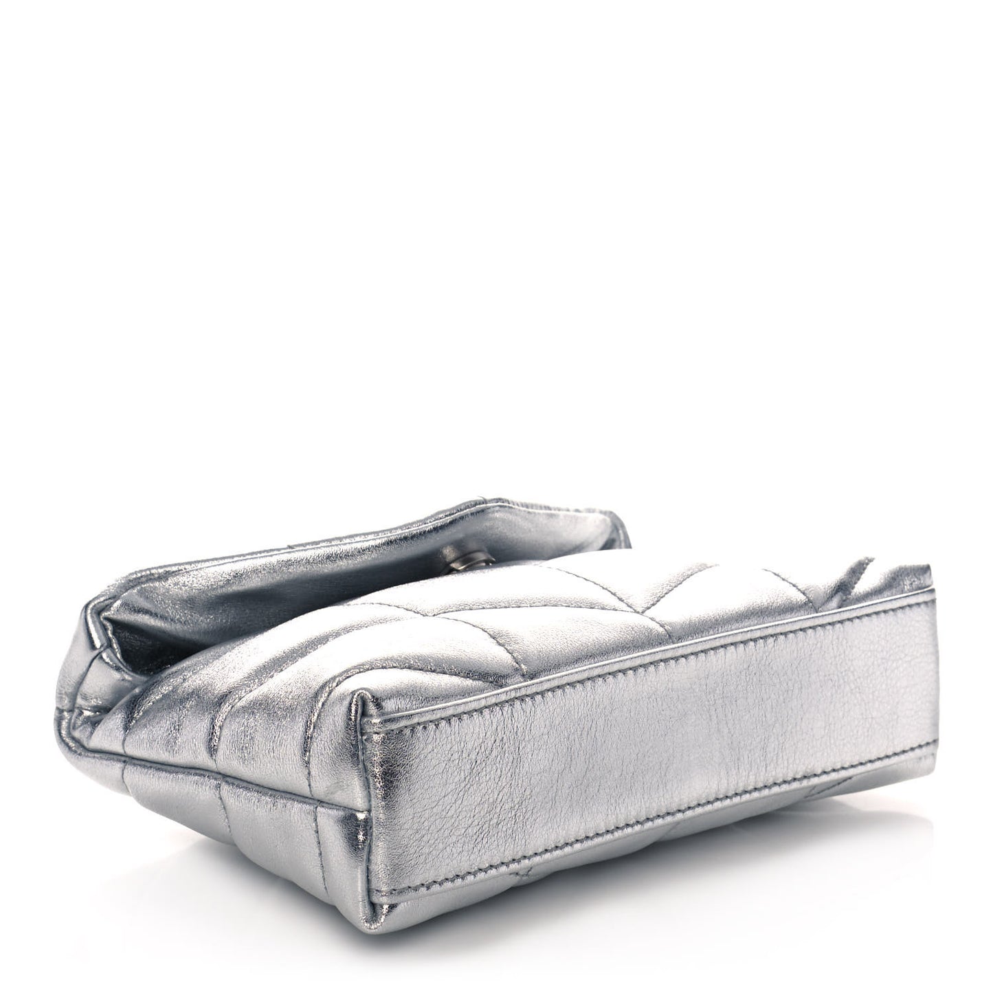 Metallic Lambskin Monogram Loulou Puffer Pouch Clutch Silver