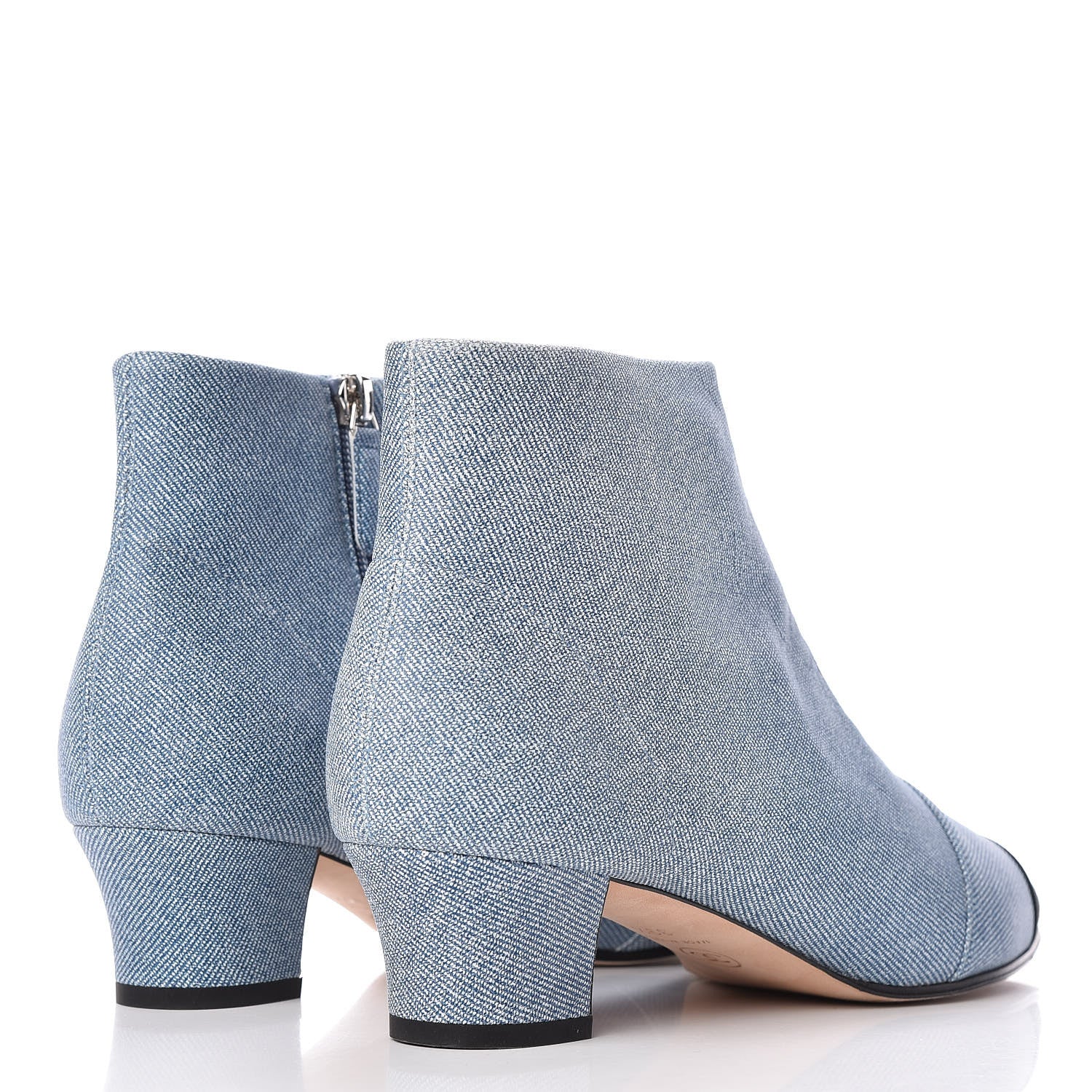 Chanel Denim Grosgrain Cap Toe Short Boots 39.5 Blue 4 of 11
