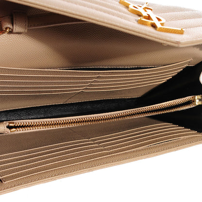Saint Laurent Grain De Poudre Matelasse Chevron Monogram Chain Wallet Powder 6 of 8