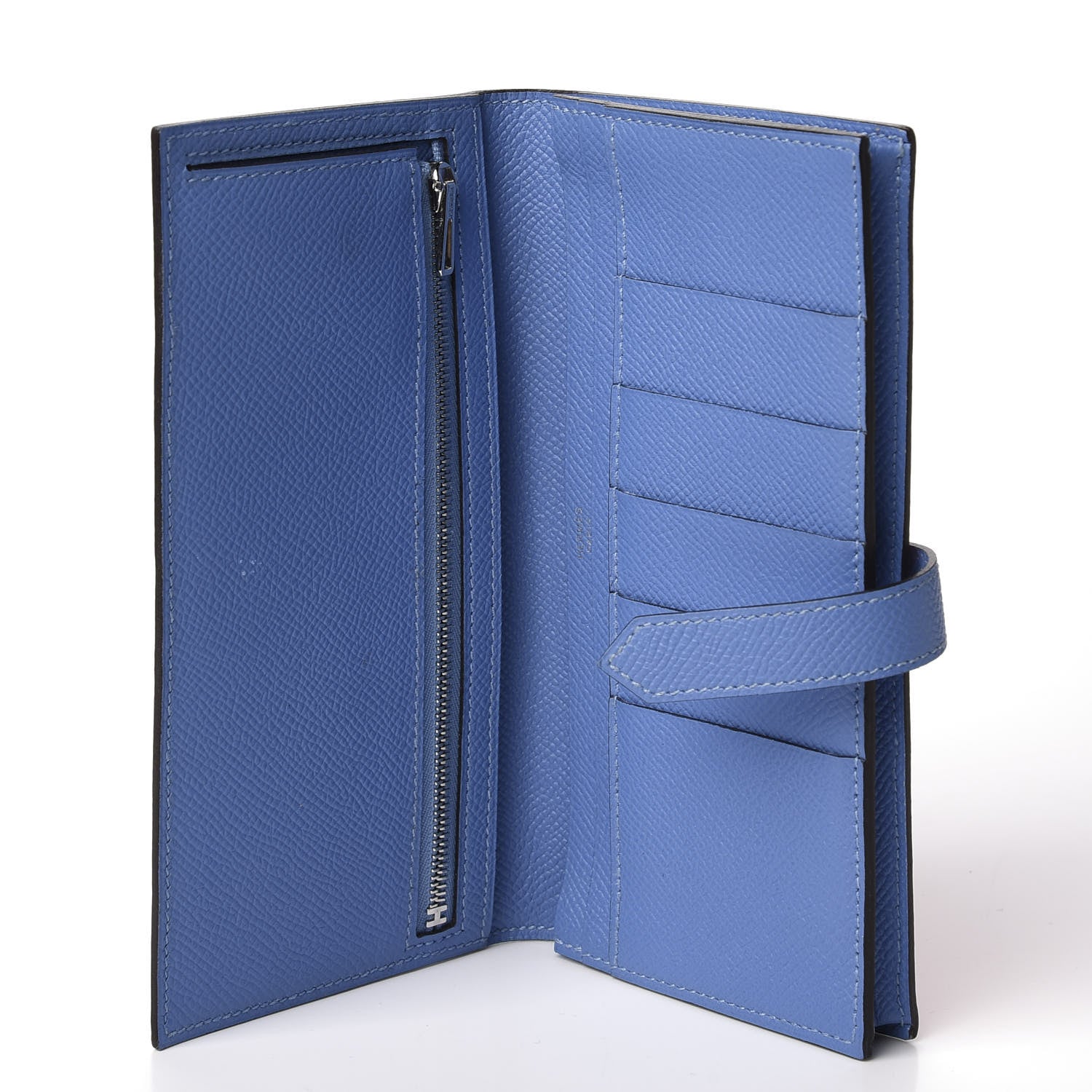 Hermes Epsom Bicolor Bearn Gusset Wallet Orange Poppy Bleu Paradis 4 of 9
