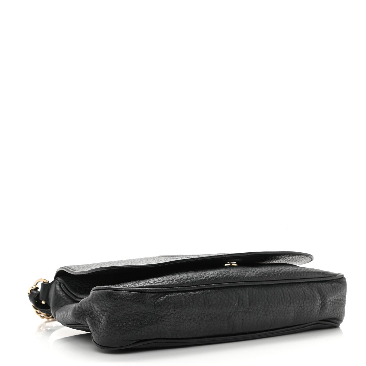 Pebbled Calfskin Medium Soho Flap Crossbody Black