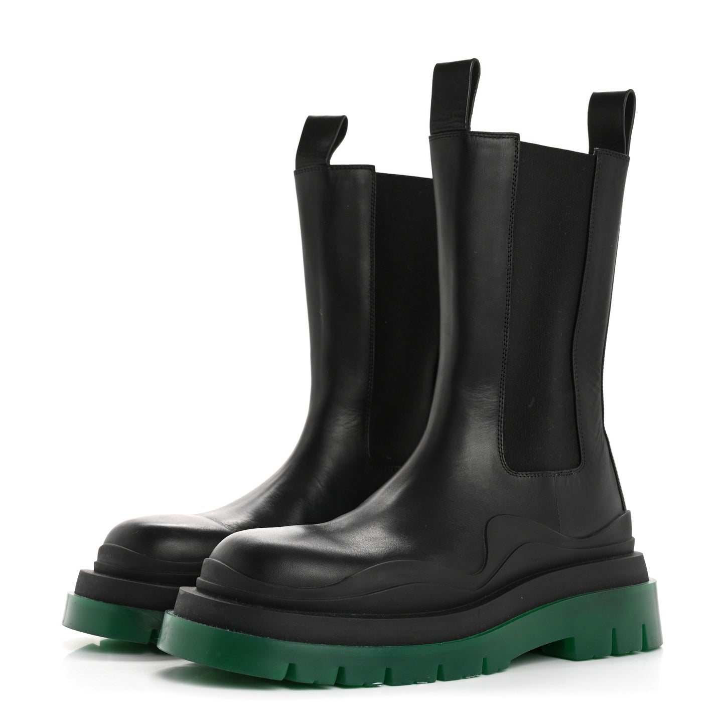 Calfskin The Tire Chelsea Boots 39 Black Green