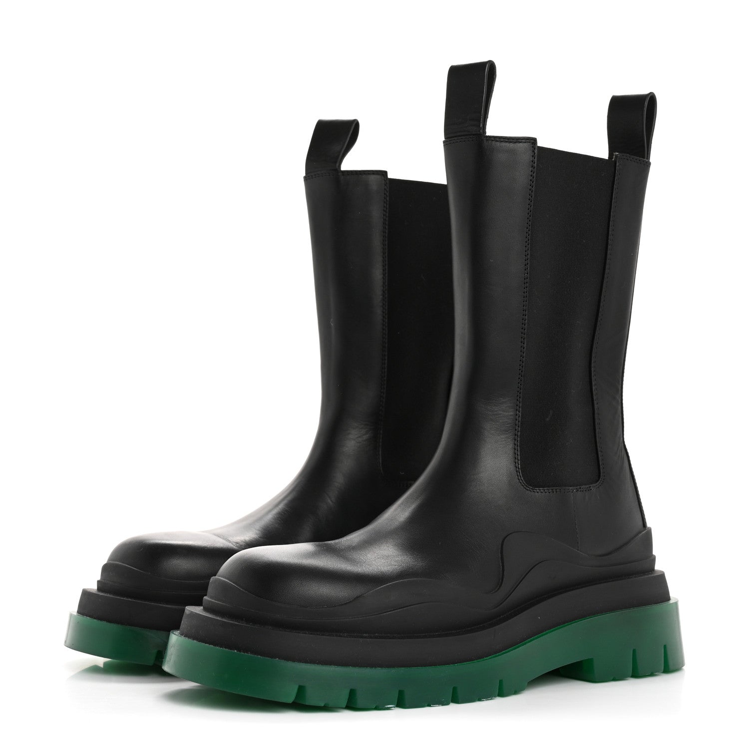 Bottega Veneta Calfskin The Tire Chelsea Boots 39 Black Green 3 of 11