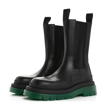 Bottega Veneta Calfskin The Tire Chelsea Boots 39 Black Green 3 of 11