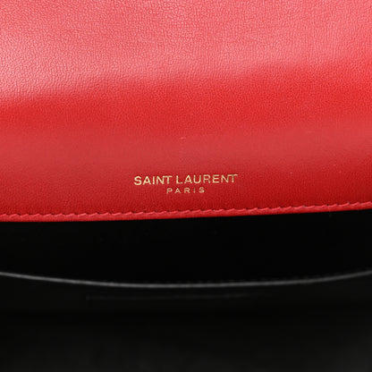 Saint Laurent Lambskin Matelasse Monogram Medium Vicky Chain Bag Rouge Eros 6 of 12