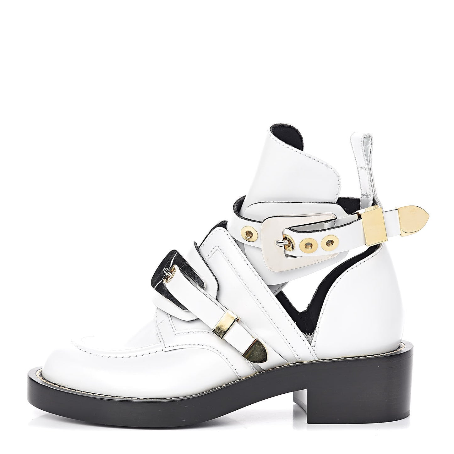 Brushed Calfskin Ceinture Ankle Boots 36.5 White
