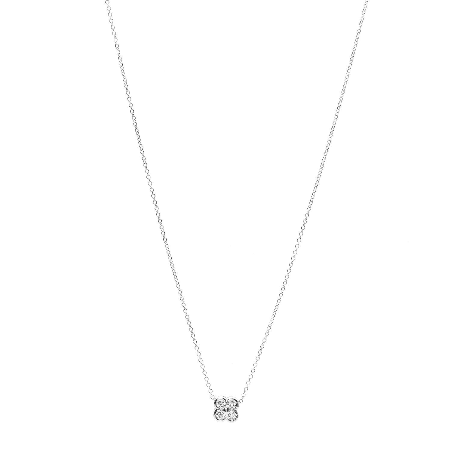 Tiffany Platinum Diamond .18ctw Flower Pendant Necklace 1 of 6