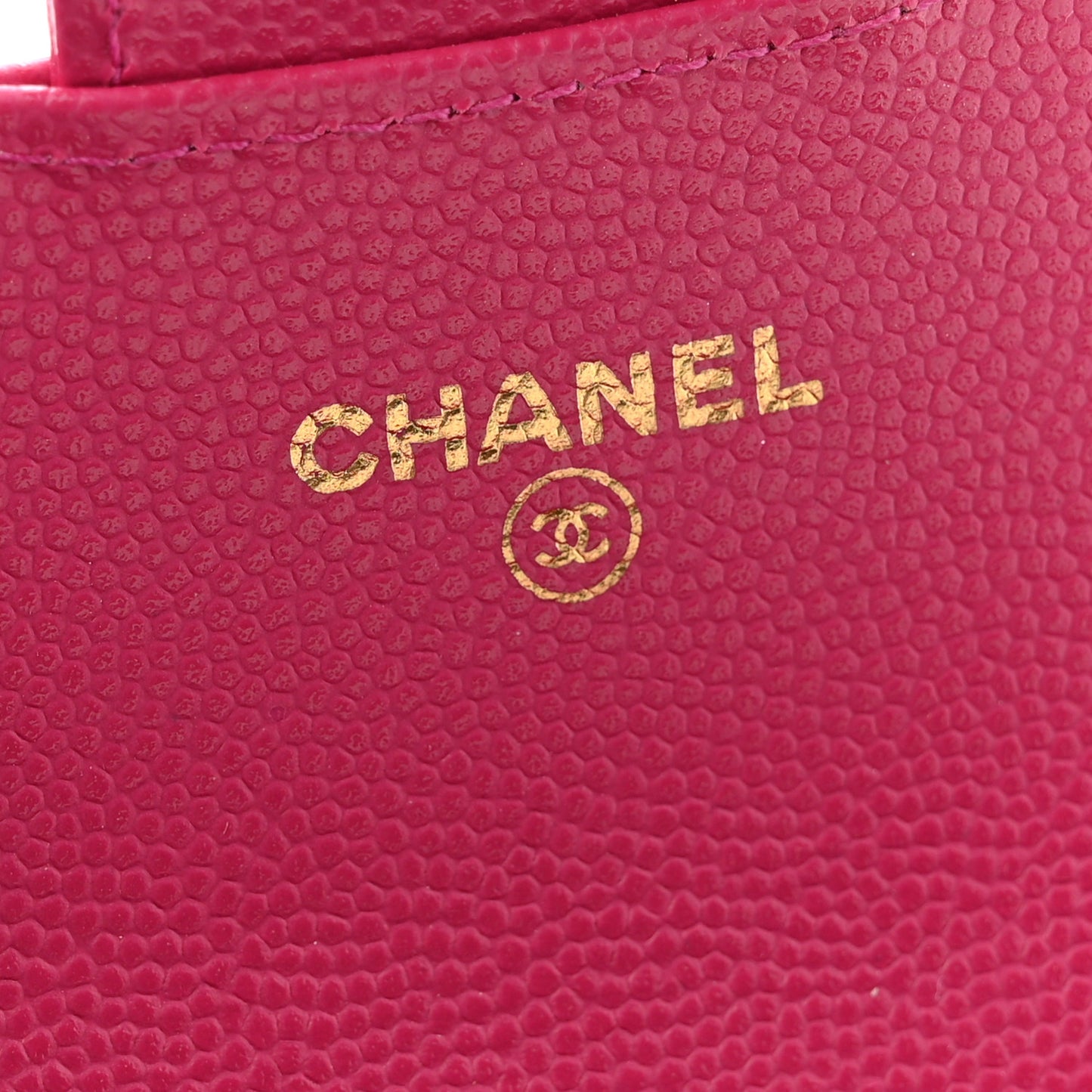 Caviar Quilted Flap Card Holder Wallet Dark Pink