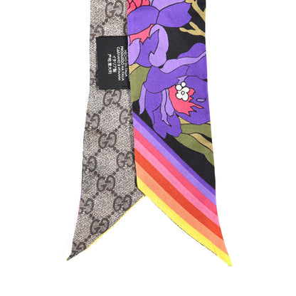 Gucci Silk GG Monogram Floral Print Neck Bow Scarf 2 of 4