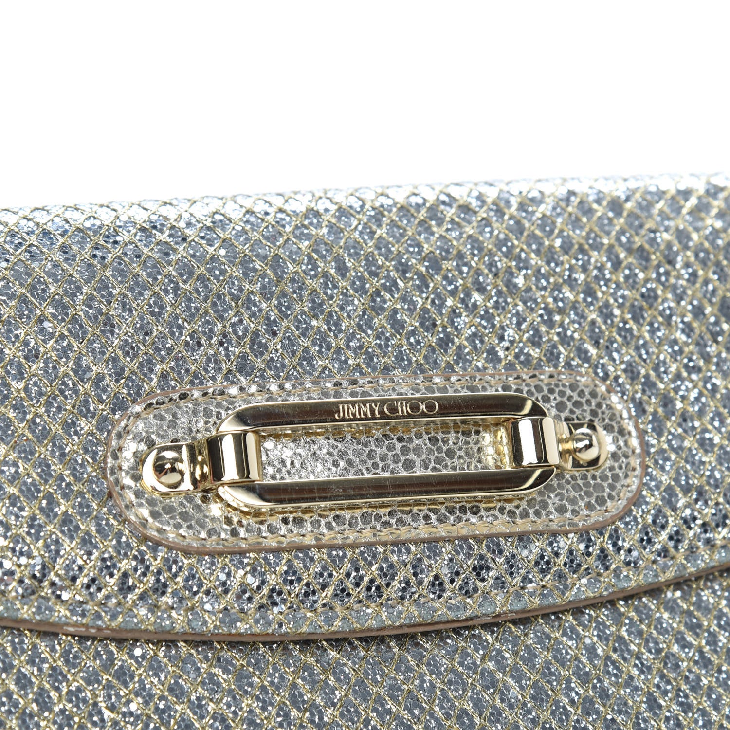 Jimmy Choo Glitter Fabric Large Riane Clutch Champagne 6 of 9