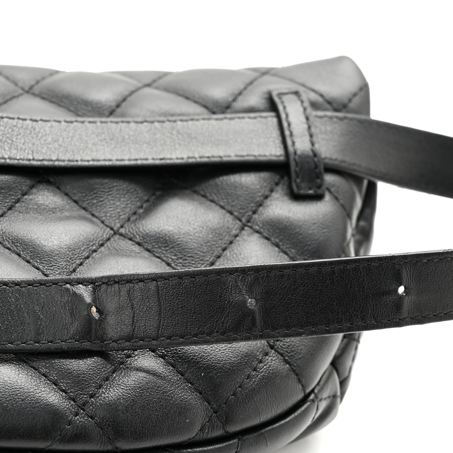 Calfskin Quilted Waist Belt Bag Black